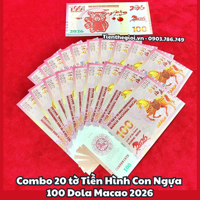 Tiền Lì Xì 100 Dola Macao Hình Con Ngựa 2026